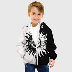 Куртка с капюшоном детская Солнце черно-белое, цвет: 3D-белый — фото 2