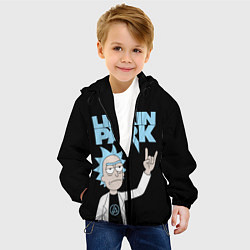 Куртка с капюшоном детская Linkin Park и Рик Санчес из Рик и Морти, цвет: 3D-черный — фото 2