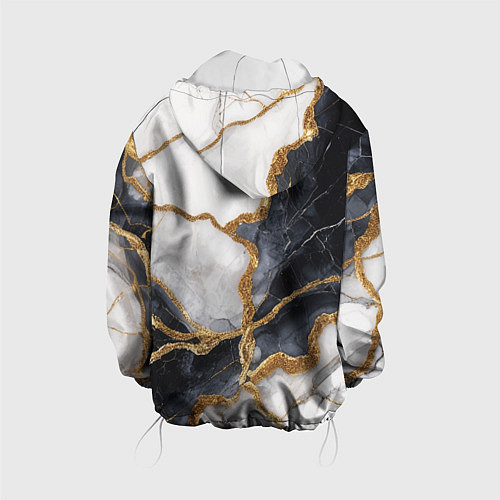 Детская куртка Мрамор белый и черный с золотом / 3D-Белый – фото 2