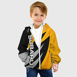 Куртка с капюшоном детская Субару - желтый, цвет: 3D-белый — фото 2