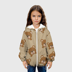 Куртка с капюшоном детская Медвежьи мордашки на бежевом, цвет: 3D-белый — фото 2