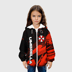Куртка с капюшоном детская Umbrella corp - красный, цвет: 3D-белый — фото 2