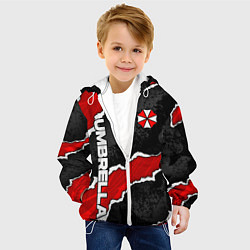 Куртка с капюшоном детская Umbrella corp - разрывы, цвет: 3D-белый — фото 2