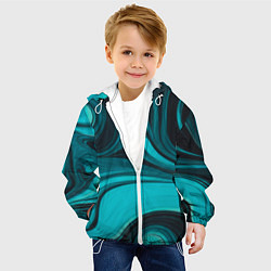 Куртка с капюшоном детская Мраморный малахитовый узор из изумрудных разводов, цвет: 3D-белый — фото 2
