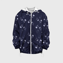 Куртка с капюшоном детская Цветочный узор синий, цвет: 3D-белый