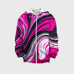 Куртка с капюшоном детская Розово белая абстракция, цвет: 3D-белый