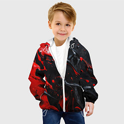 Куртка с капюшоном детская Красная и черная масляная краска, цвет: 3D-белый — фото 2