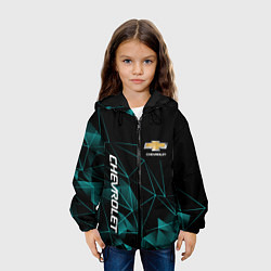 Куртка с капюшоном детская Chevrolet треугольные линии, цвет: 3D-черный — фото 2