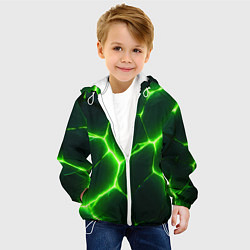 Куртка с капюшоном детская Кислотный зеленый разлом, цвет: 3D-белый — фото 2