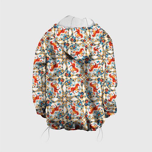 Детская куртка Орнамент с лошадью - символом Нового 2026 года / 3D-Белый – фото 2