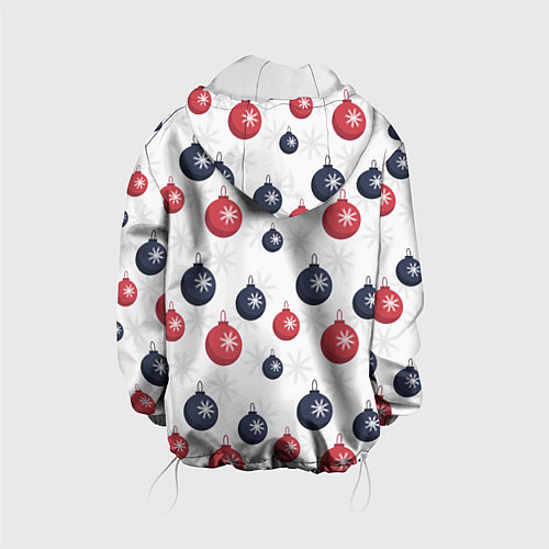 Детская куртка Синие и красные новогодние шары со снежинками / 3D-Белый – фото 2