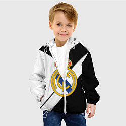 Куртка с капюшоном детская Реал Мадрид черно белые полосы, цвет: 3D-белый — фото 2