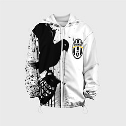 Детская куртка Ювентус черная птица краски