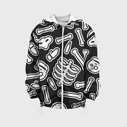 Куртка с капюшоном детская Черепки и костяшки, цвет: 3D-белый
