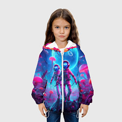 Куртка с капюшоном детская Астронавты Морти и Рик на планете розовых неоновых, цвет: 3D-белый — фото 2