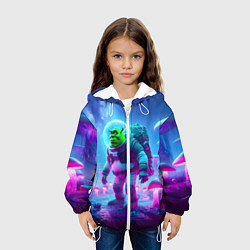 Куртка с капюшоном детская Шрек бравый космонавт на планете неоновых грибов, цвет: 3D-белый — фото 2
