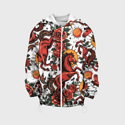 Детская куртка Красный конь в стиле татуировки