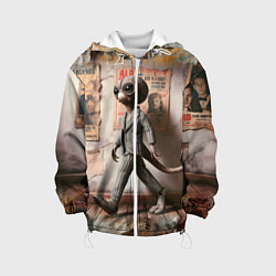 Куртка с капюшоном детская Пришелец в костюме в полосочку, цвет: 3D-белый