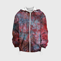 Куртка с капюшоном детская Абстракция - red rust on blue, цвет: 3D-белый