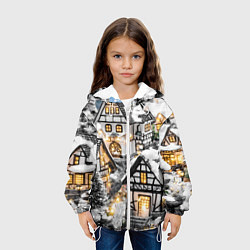 Куртка с капюшоном детская Объемные новогодние дома, цвет: 3D-белый — фото 2