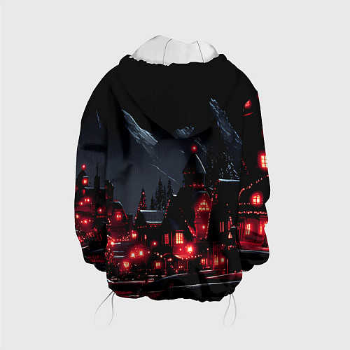 Детская куртка Новогодняя ночь и красные гирлянды / 3D-Белый – фото 2