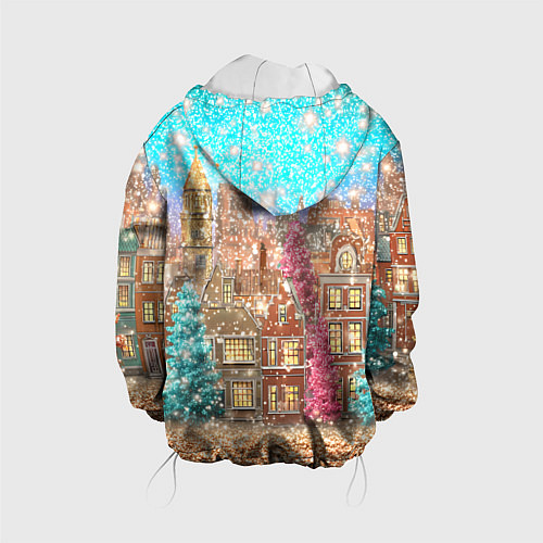 Детская куртка Новогодний город в блестках / 3D-Белый – фото 2