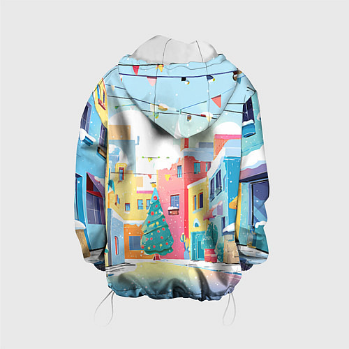Детская куртка Разноцветный новогодний дворик / 3D-Белый – фото 2