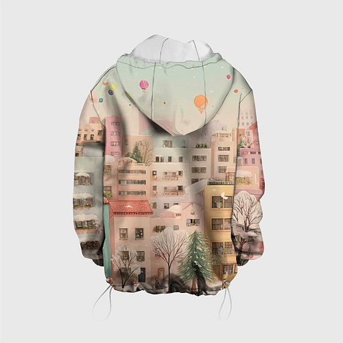Детская куртка Объемный новогодний город / 3D-Белый – фото 2