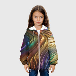 Куртка с капюшоном детская Сморщенные складочки жидкости, цвет: 3D-белый — фото 2