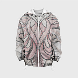 Детская куртка Нежно розовый орнамент из перьев