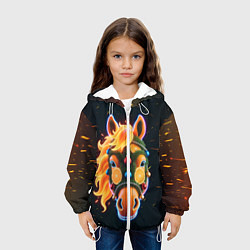 Куртка с капюшоном детская Новогодняя мандариновая лошадь, цвет: 3D-белый — фото 2