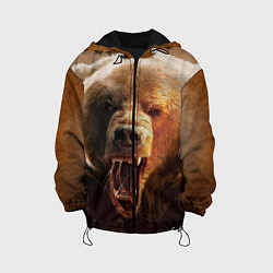 Куртка с капюшоном детская Рык медведя, цвет: 3D-черный