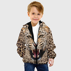 Куртка с капюшоном детская Взгляд леопарда, цвет: 3D-черный — фото 2