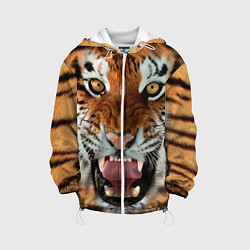Куртка с капюшоном детская Взгляд тигра, цвет: 3D-белый