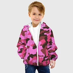 Куртка с капюшоном детская Камуфляж: розовый/коричневый, цвет: 3D-белый — фото 2