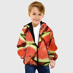 Куртка с капюшоном детская Дольки арбуза, цвет: 3D-черный — фото 2