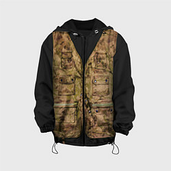 Куртка с капюшоном детская Жилетка охотника, цвет: 3D-черный