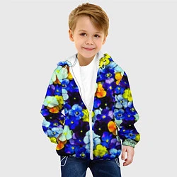 Куртка с капюшоном детская Синие цветы, цвет: 3D-белый — фото 2