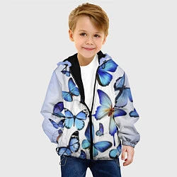 Куртка с капюшоном детская Голубые бабочки, цвет: 3D-черный — фото 2