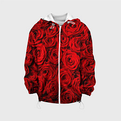 Куртка с капюшоном детская Красные розы, цвет: 3D-белый
