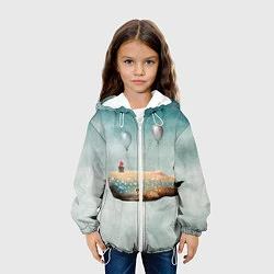 Куртка с капюшоном детская Летящий кит, цвет: 3D-белый — фото 2