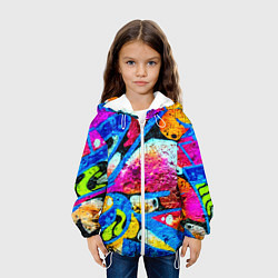 Куртка с капюшоном детская Граффити, цвет: 3D-белый — фото 2
