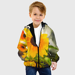 Куртка с капюшоном детская Подсолнухи, цвет: 3D-черный — фото 2