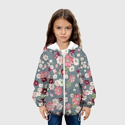 Куртка с капюшоном детская Цветочки, цвет: 3D-белый — фото 2