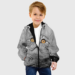 Куртка с капюшоном детская Взгляд котика, цвет: 3D-черный — фото 2