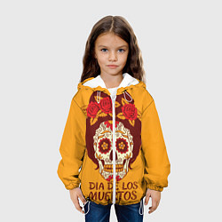Куртка с капюшоном детская Мексиканский череп, цвет: 3D-белый — фото 2