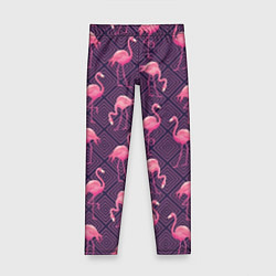 Леггинсы для девочки Фиолетовые фламинго, цвет: 3D-принт