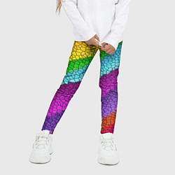 Леггинсы для девочки Яркая мозаика радуга диагональ, цвет: 3D-принт — фото 2