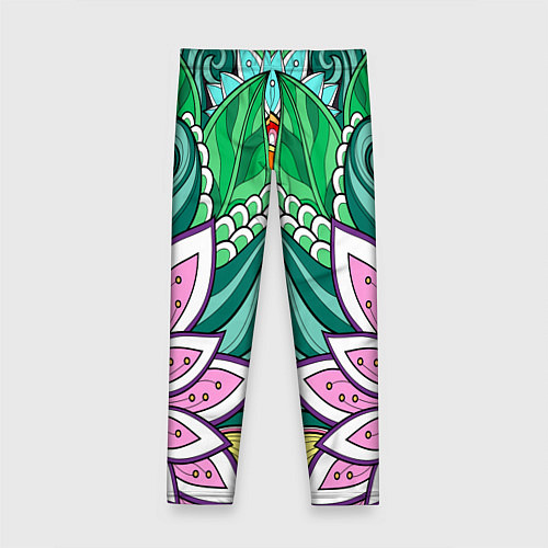 Детские легинсы Цветок дудлинг линии лето / 3D-принт – фото 2