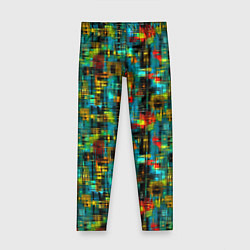 Леггинсы для девочки Разноцветные штрихи на бирюзе, цвет: 3D-принт